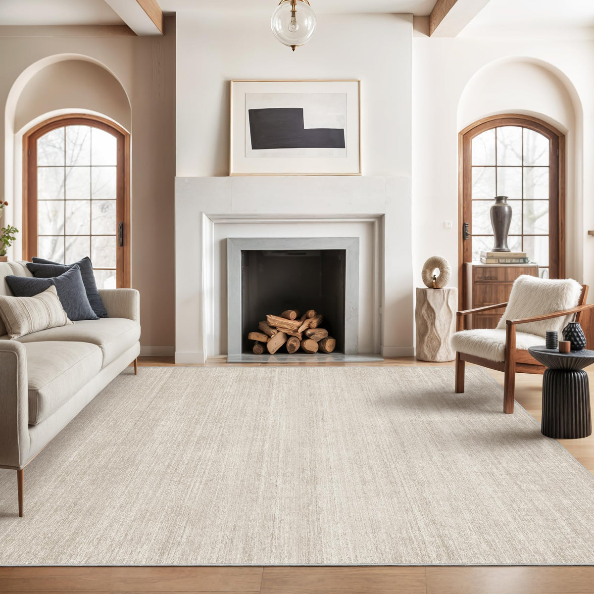 Valenrug area rug close-up weave with plush microfiber fibers for busy living rooms.