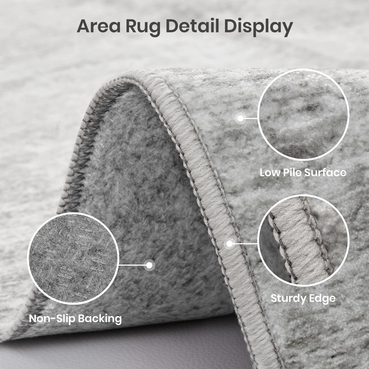 Folded Valenrug 3x5 gray rug demonstrates portability and compact storage