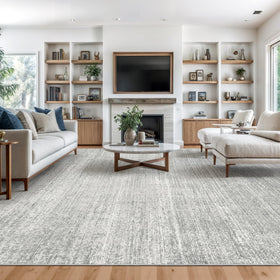 Valenrug 3x5 gray rug front view with ultra-thin pile for easy cleaning