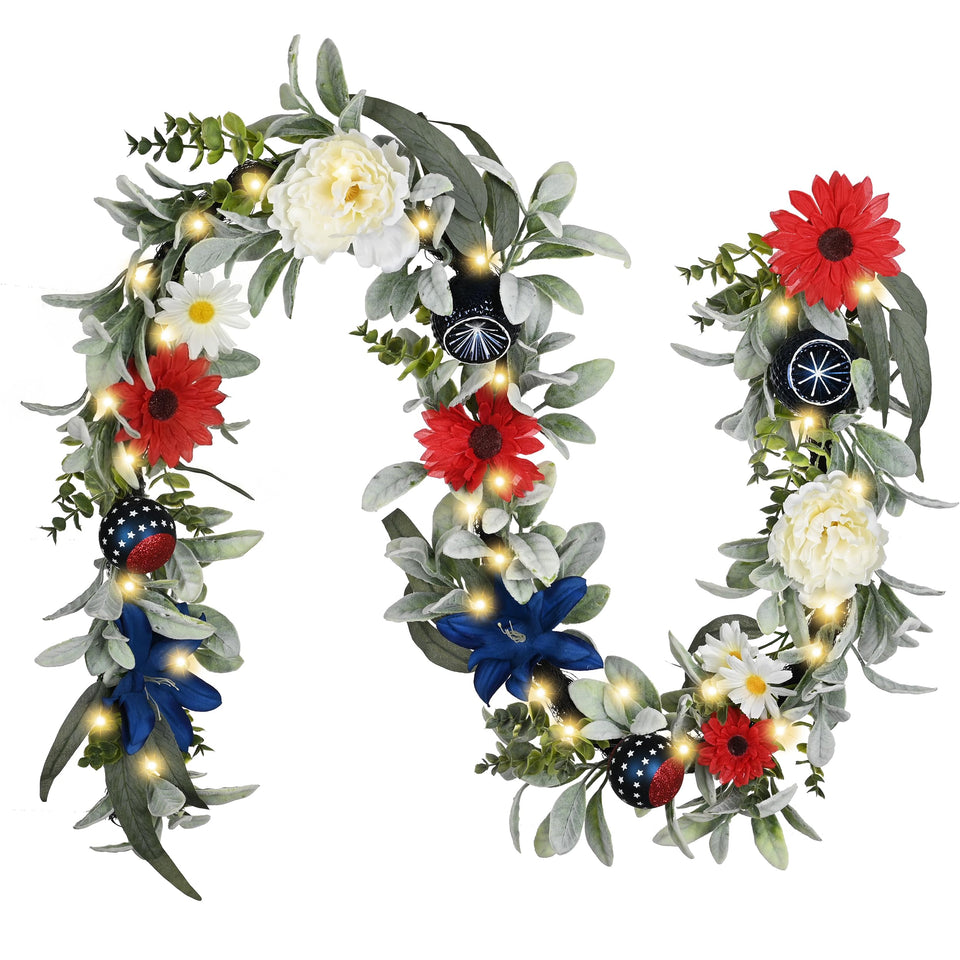 Valery Madelyn 6ft garland with warm LED lights for mantel decor