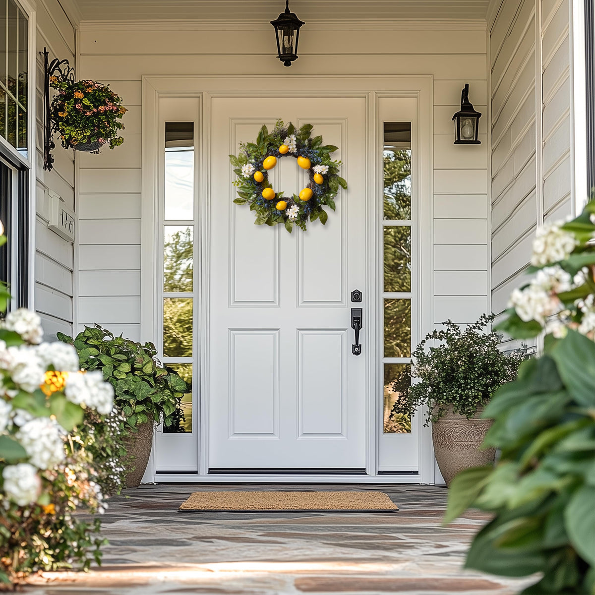 Valery Madelyn Amalfi Coast-inspired wreath elevates porch decor.