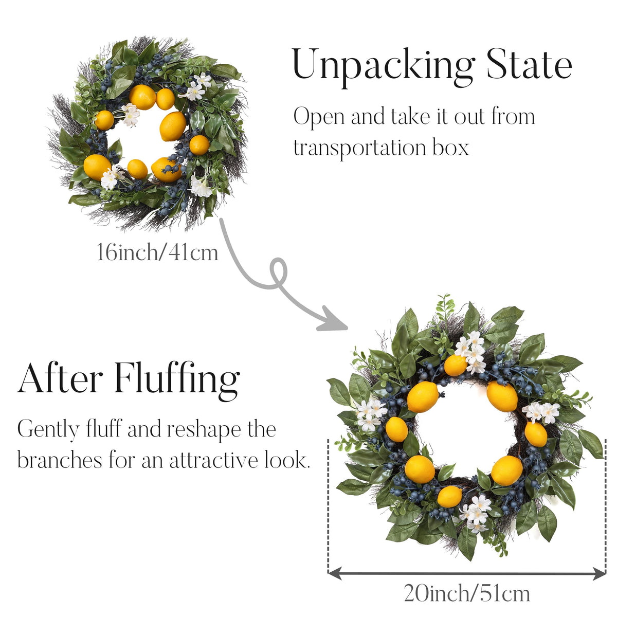 Valery Madelyn battery-operated wreath, no cords, easy display.