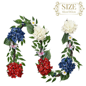 Butterfly accents on Valery Madelyn patriotic garland for decorative charm