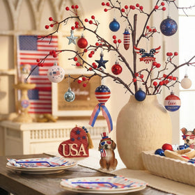 Valery Madelyn fireworks-pattern ornament adds festive sparkle to decor.