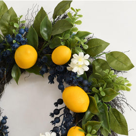 Valery Madelyn lemon and blueberry wreath suits rustic farmhouse vibe.