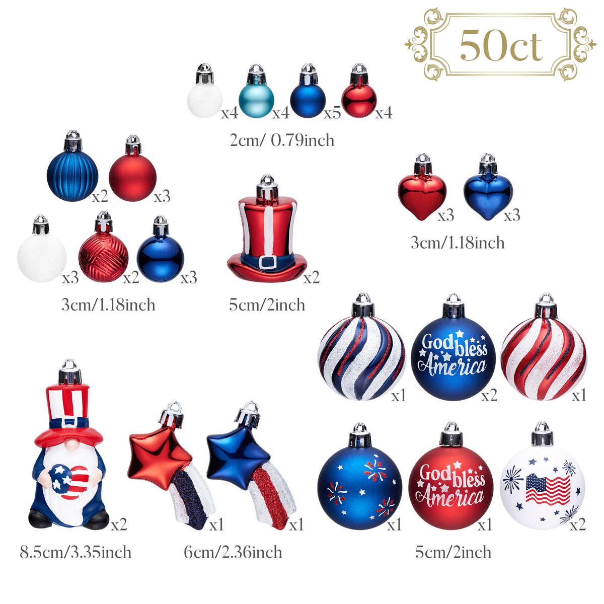 Valery Madelyn gnome ball ornaments add playful Independence Day tree charm.