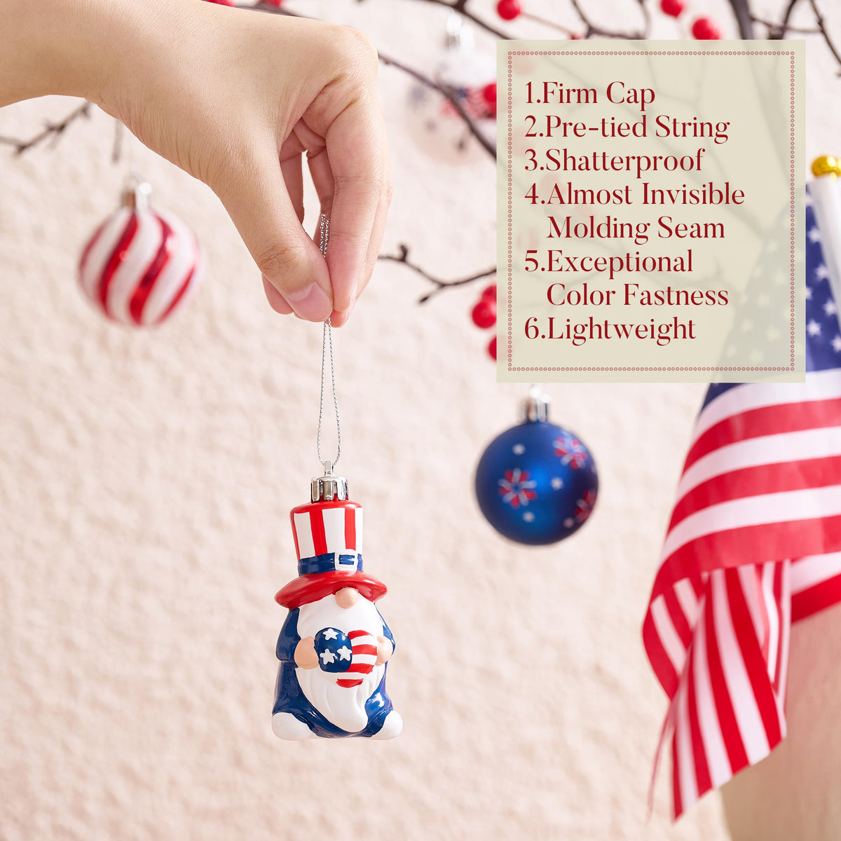 Valery Madelyn God Bless America ball ornament for patriotic celebrations.