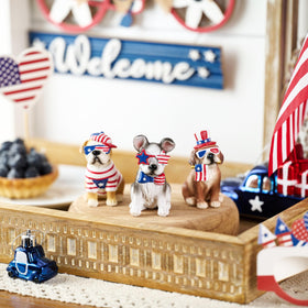 Valery Madelyn Independence Day puppy decor collection brightens entryways and spaces.