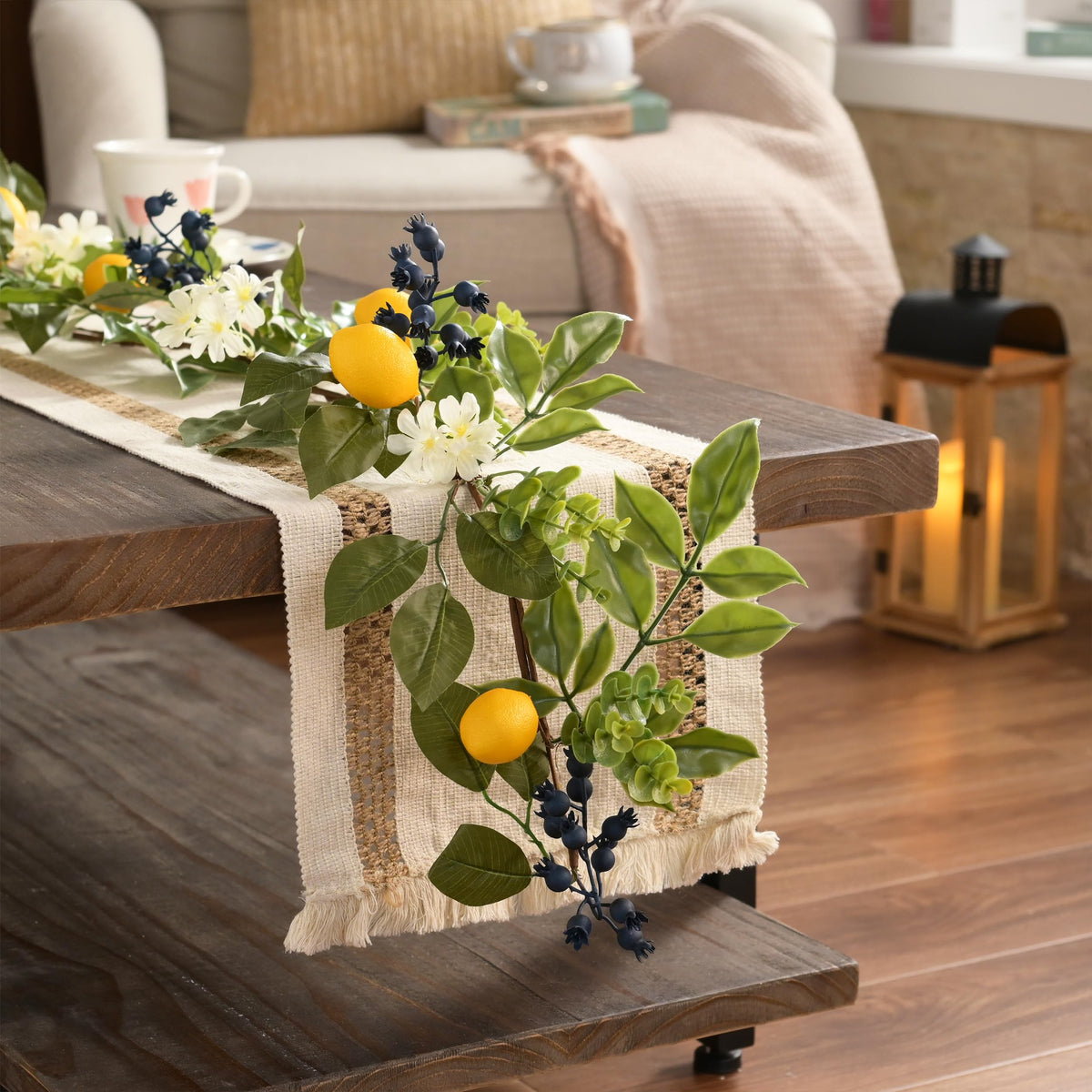 Valery Madelyn lemon garland close-up highlights lifelike fruit and greenery.