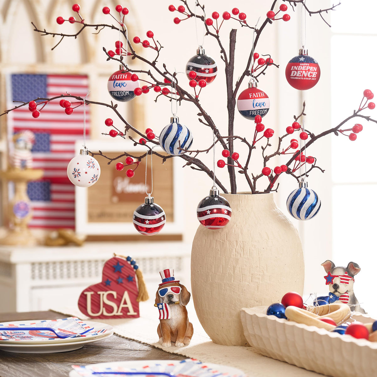 Valery Madelyn Memorial Day ornament durable for outdoor or indoor decor.