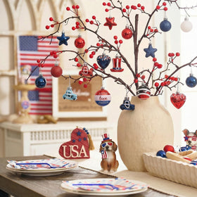 Valery Madelyn patriotic car ornament adds charm to your Independence Day tree.