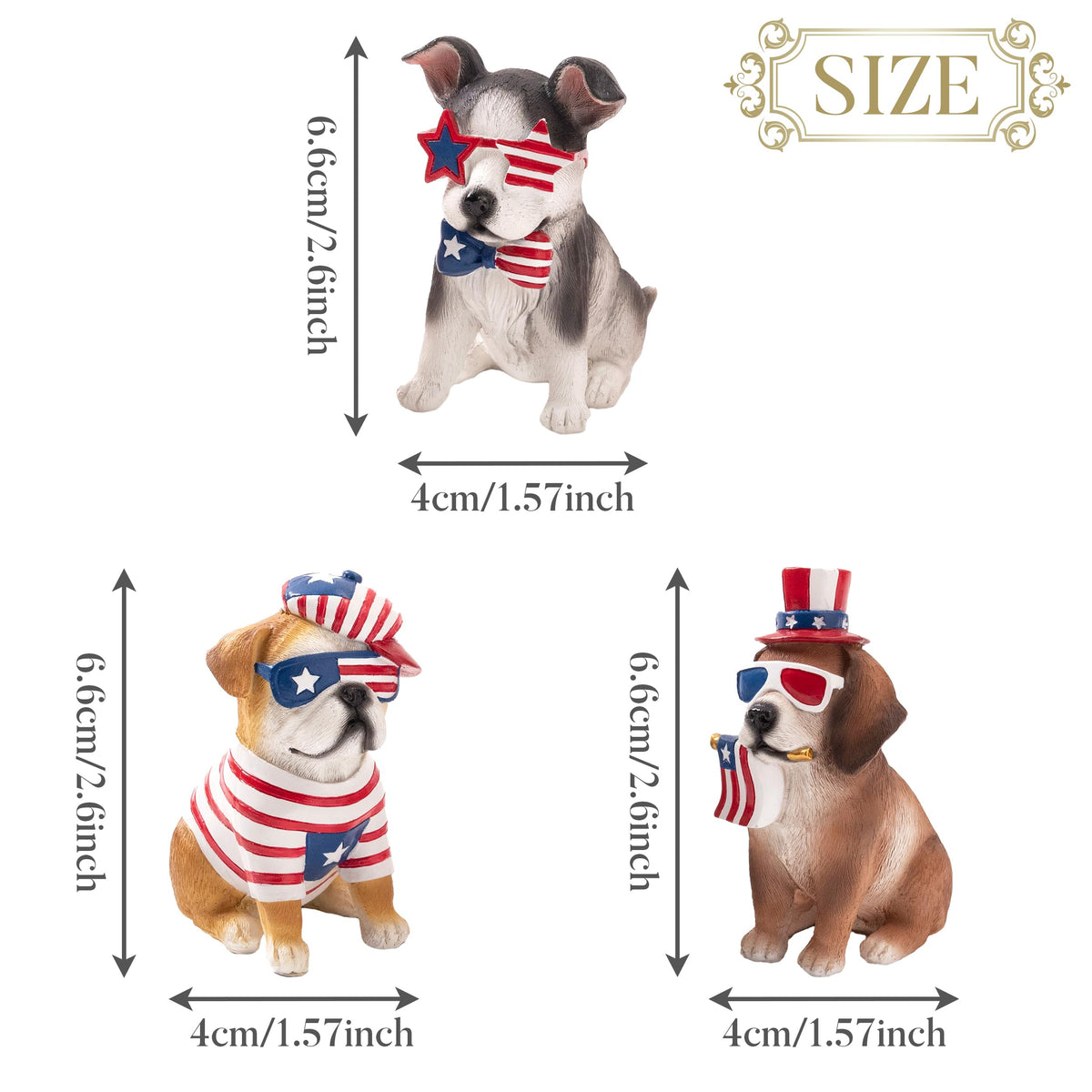 Valery Madelyn patriotic dog tabletop figurine set enhances festive ambiance.