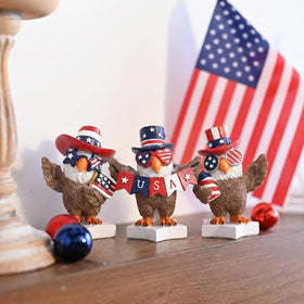 Valery Madelyn eagle wearing a patriotic hat for festive table décor.