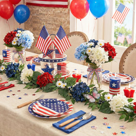 Valery Madelyn patriotic garland with butterflies for festive indoor centerpiece
