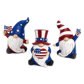 Valery Madelyn patriotic gnomes with stars and stripes for tabletop display.