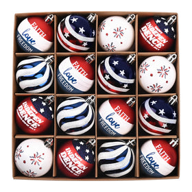 Valery Madelyn patriotic ornament in red, white, blue for Memorial Day.