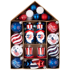 Valery Madelyn patriotic top hat ball ornaments for Memorial Day decor.