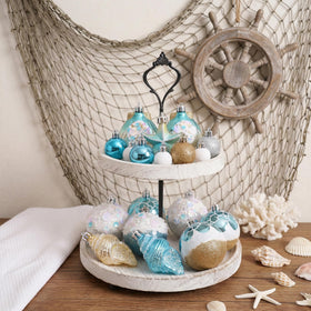 Valery Madelyn sea shell starfish ornaments provide texture and seaside vibe for festive displays