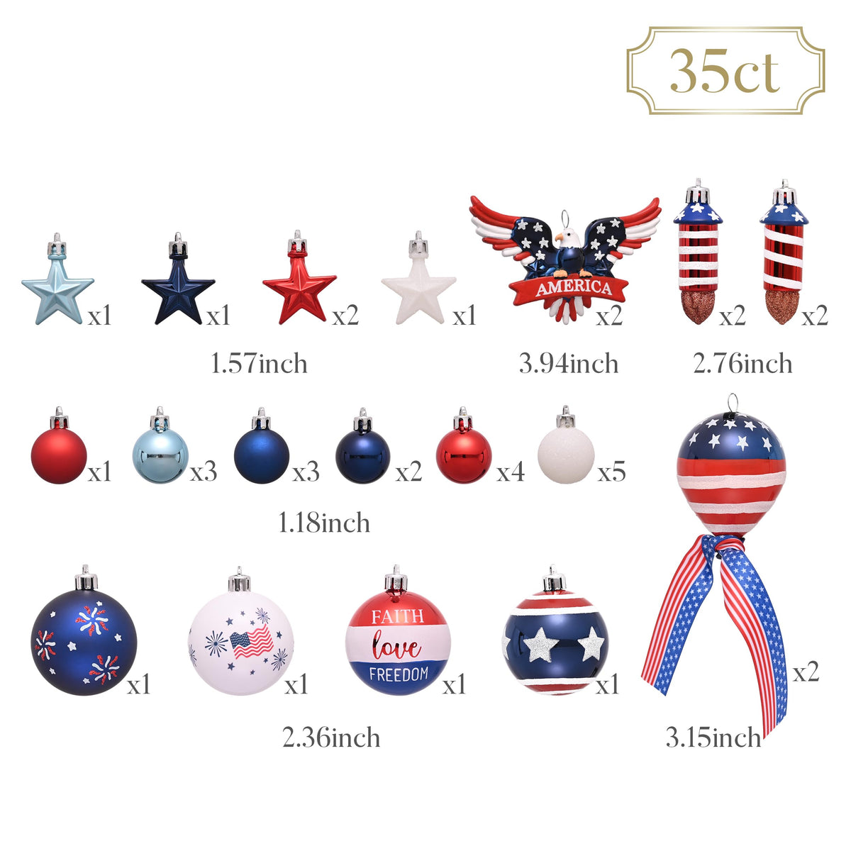 Valery Madelyn star-pattern ornament enhances patriotic holiday decor.