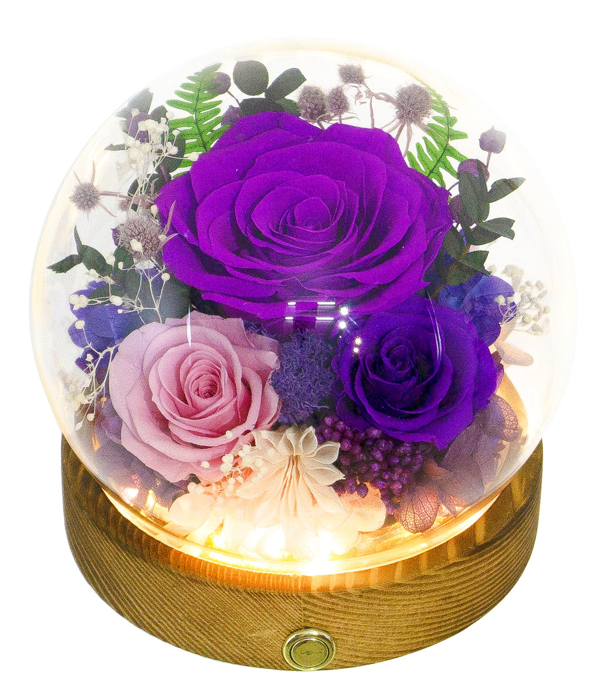 Valley of Rain and Forest dark purple and pink roses arrangement adds lasting color to any room
