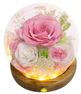Valley of Rain & Forest pink rose and white roses arrangement for lasting beauty in any room