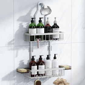 VALORDINE shower caddy hanging bright silver for organized bath essentials.