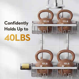 VALORDINE U-shaped grip and adhesives secure the rack in the shower.