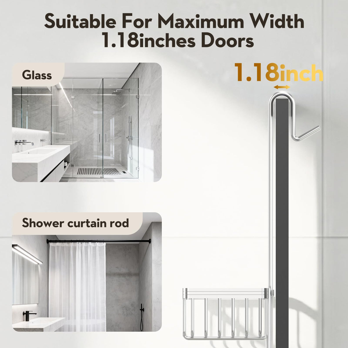 VALORDINE heavy-duty shower shelf supports up to 40 lbs