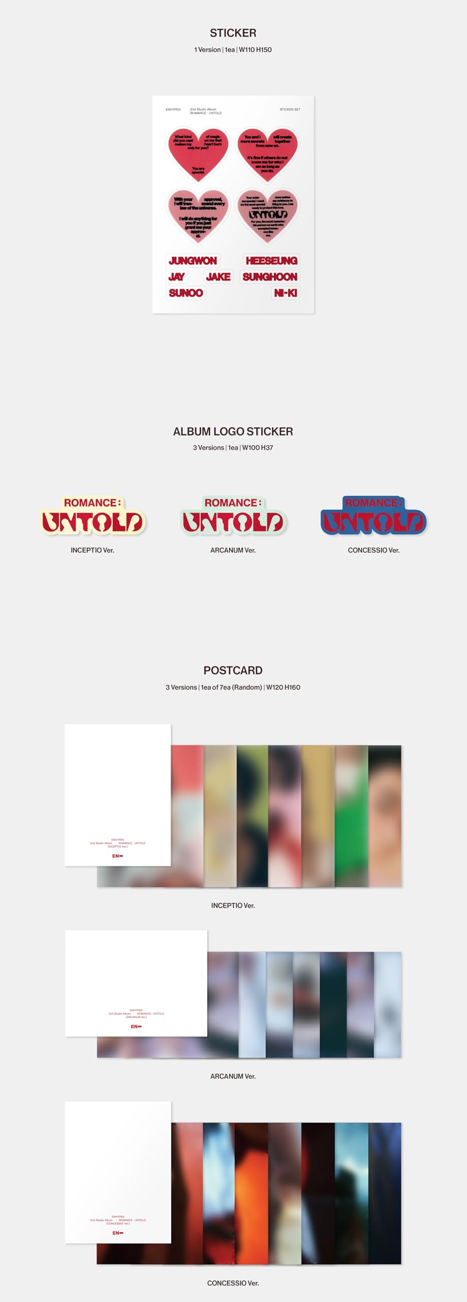 VALUEFLAG ENHYPEN Romance Untold CONCESSIO Ver photocard A from the set