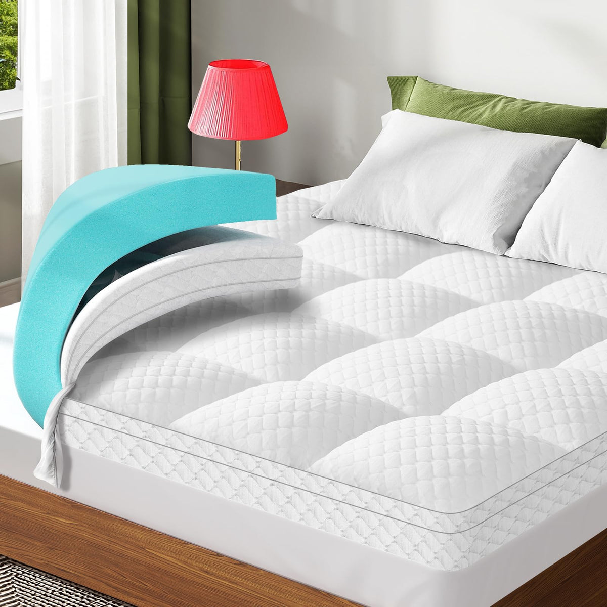 VALUXE dual-layer topper close-up shows foam texture for cooling comfort