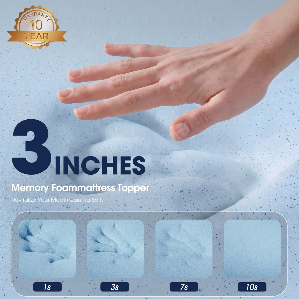 VALUXE memory foam topper close-up highlights breathable, contouring comfort.