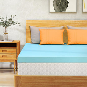 VALUXE Twin XL topper showing cooling gel memory foam for cooler sleep and comfort.