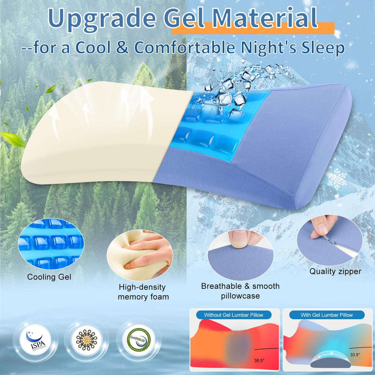 Vamorry high-density memory foam offers durable, resilient lumbar support.