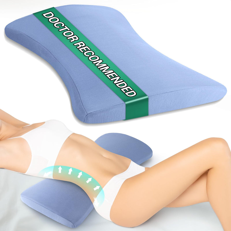 vamorry lumbar pillow front view on bed for ergonomic back support