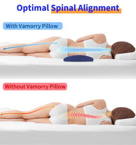 Vamorry lumbar pillow adapts to side, back, and stomach sleeping positions