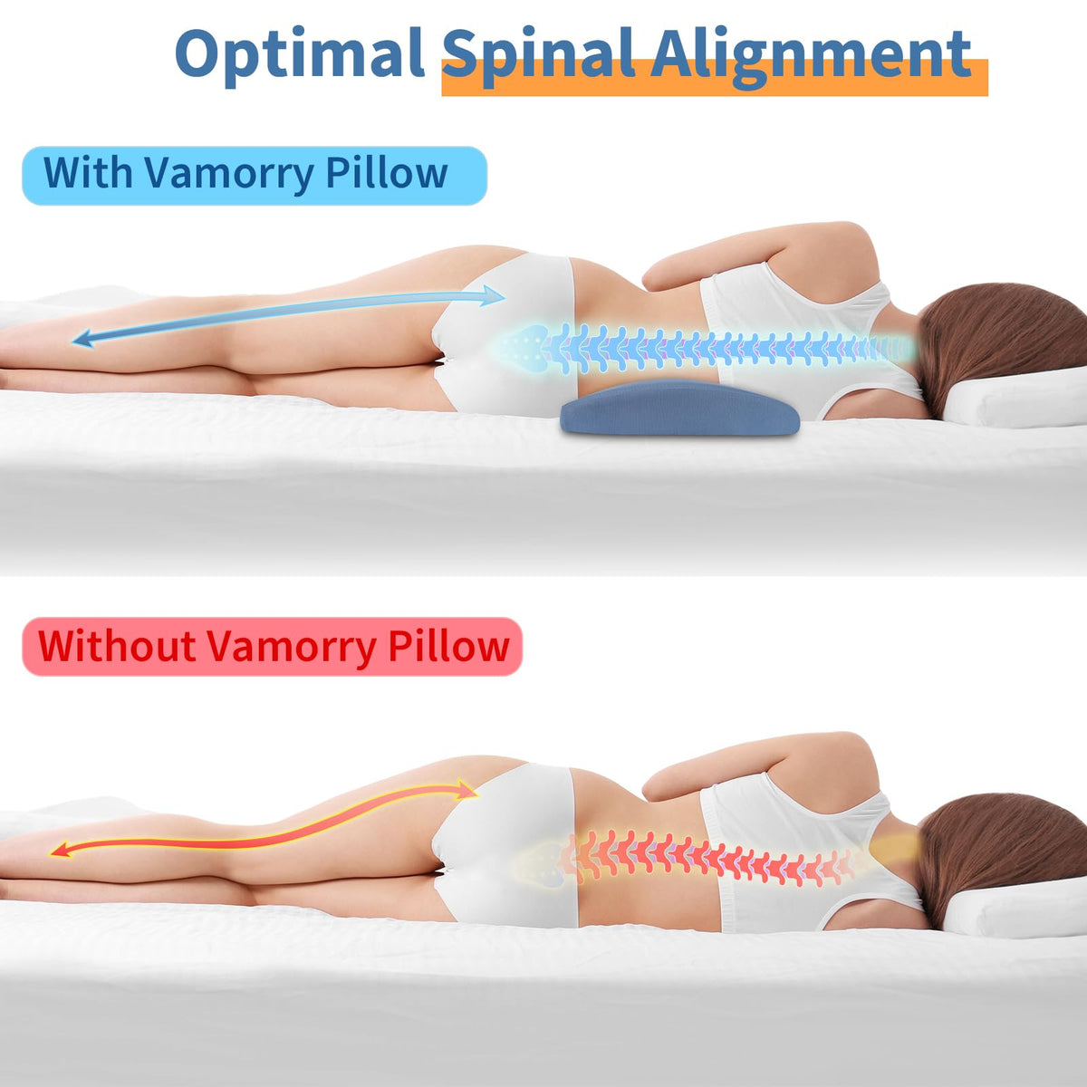 vamorry lumbar pillow waist support at night promotes proper alignment