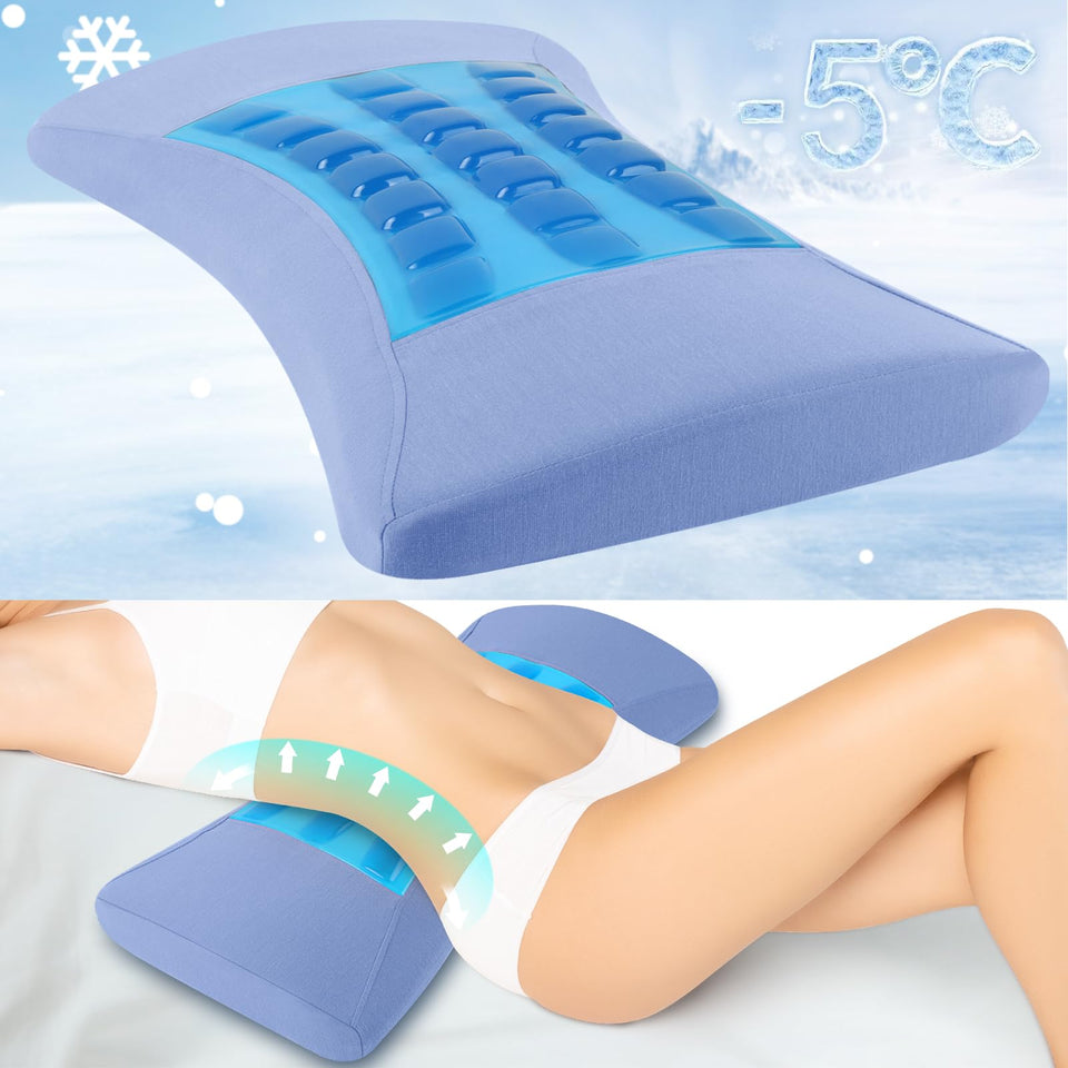 Vamorry lumbar support pillow with cooling gel for lasting back comfort.