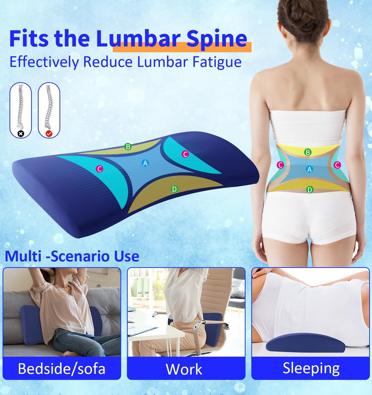 Vamorry memory foam lumbar pillow delivers durable, shape-retaining support