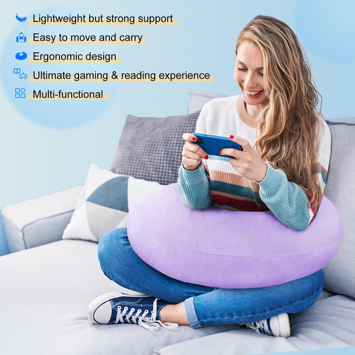 vamorry portable arm-support cushion travels easily for on-the-go comfort