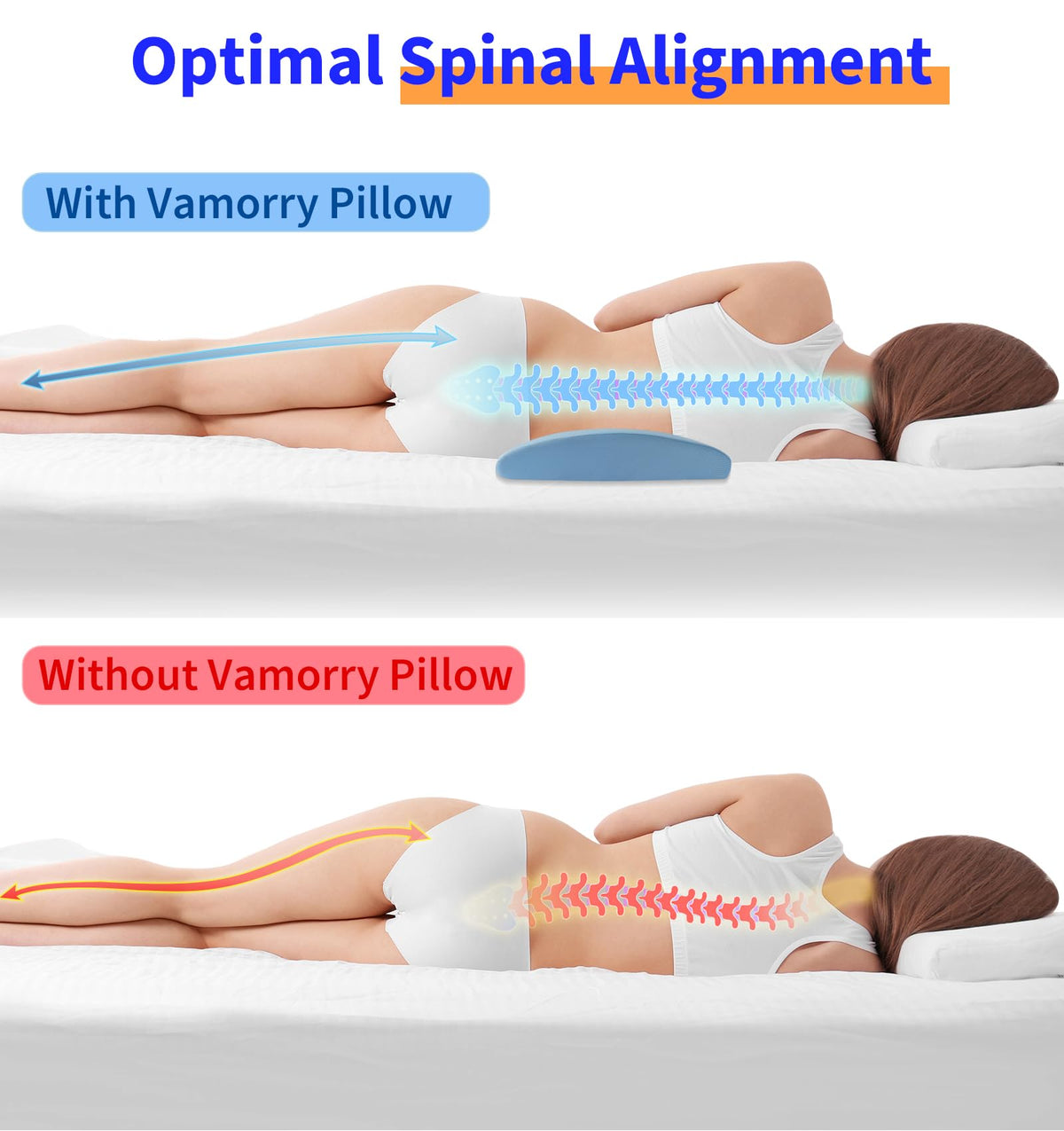 vamorry Universal sleep compatibility suits side, back, and stomach sleepers for versatile comfort.
