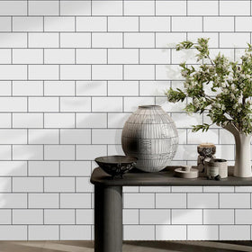 Vamos Tile glossy finish resists water and wipes clean easily.