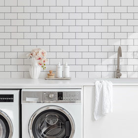 Vamos Tile installed over ceramic tiles demonstrates easy DIY-ready updates.