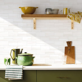 Vamos Tile kitchen backsplash near stove area with waterproof, stain-resistant look.