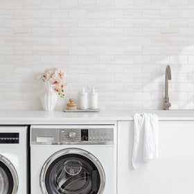 Vamos Tile white grout effect offers a clean, classic subway style.