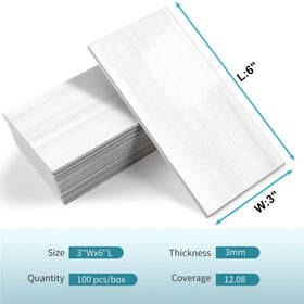 Vamos Tile 100-piece pack features white grout look for subway style.