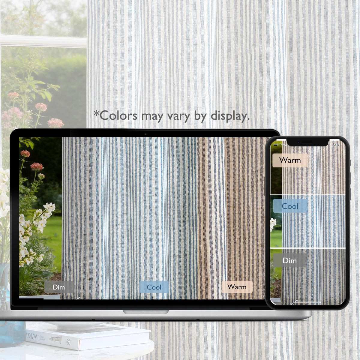 Vangao linen striped curtains blue-light-filtering create a calm, private space.