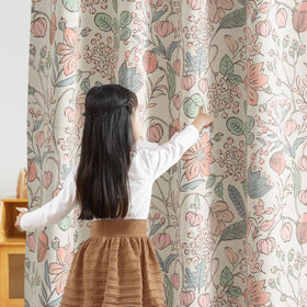 Vangao pink nursery curtains back-tabs option offer tailored look and easy hanging.