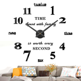 VANGOLD large DIY wall clock with mirror numbers enhances living room décor