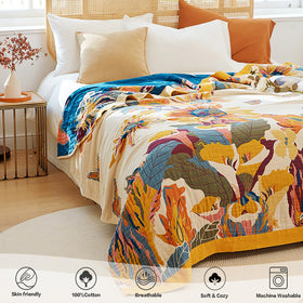 VanJOROY boho throw blanket in 60x80 inches for lightweight warmth on sofa or bed.