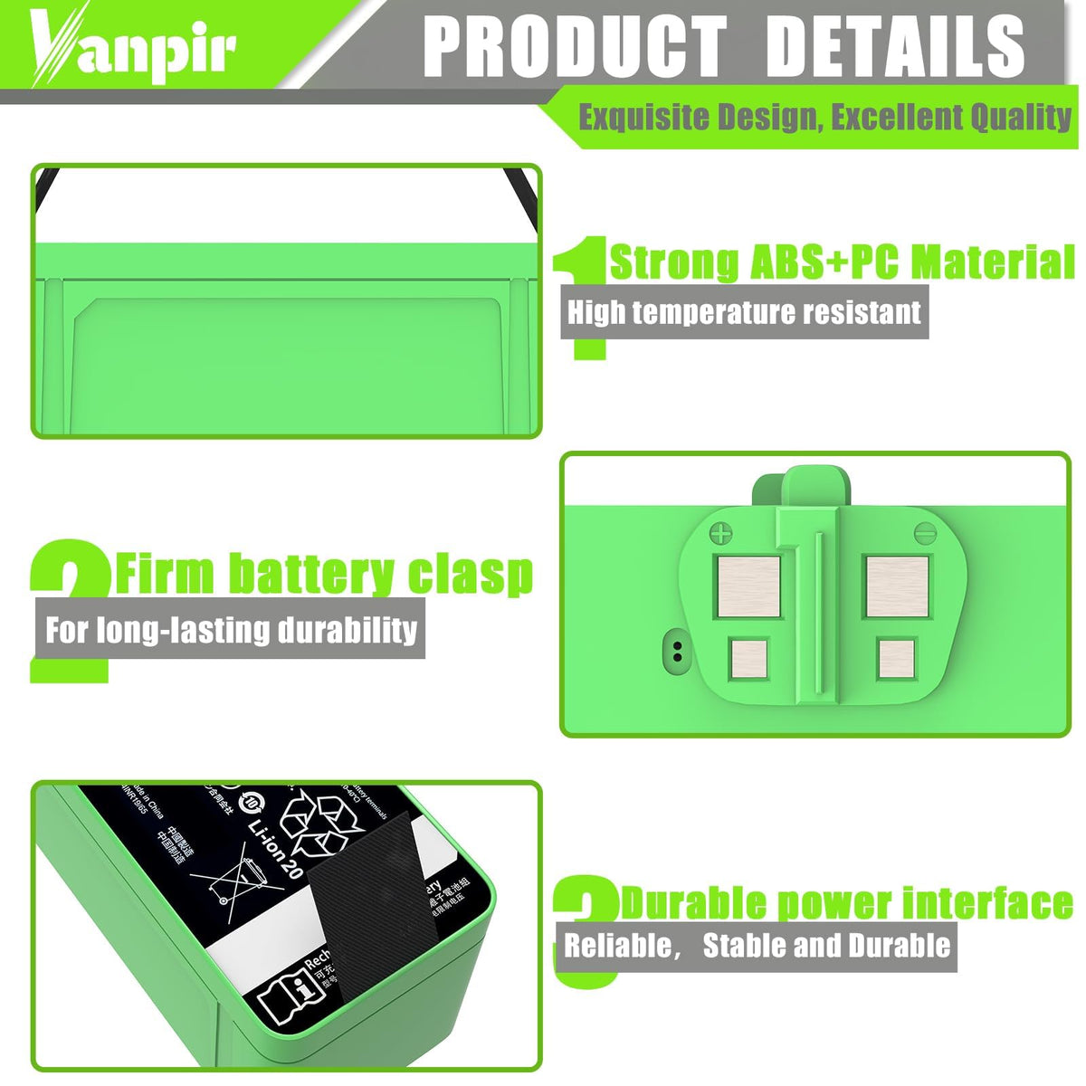 Vanpir packaging and warranty card emphasizing 12-month warranty.